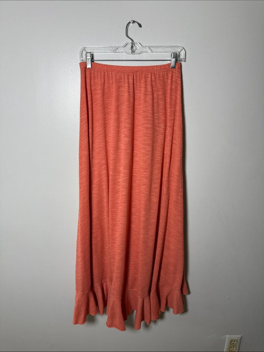 Free People Beach Women's Coral Ruffle Maxi Skirt Size Small